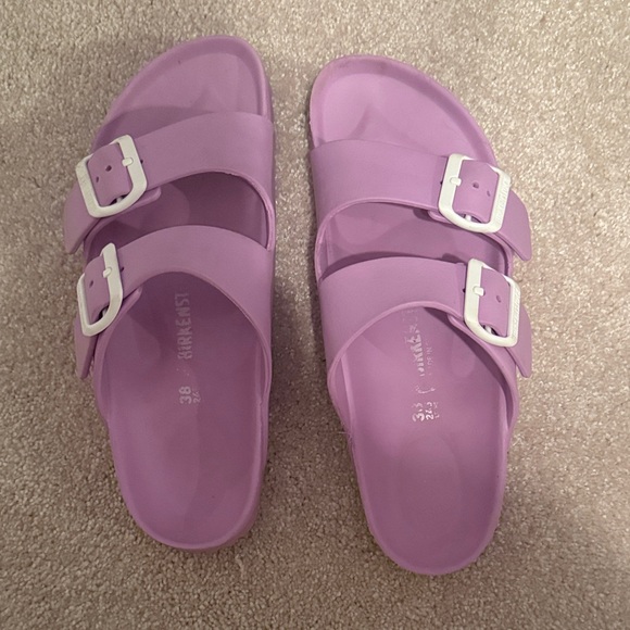 Birkenstock Lavender Sandals with White Buckles - Picture 1 of 2